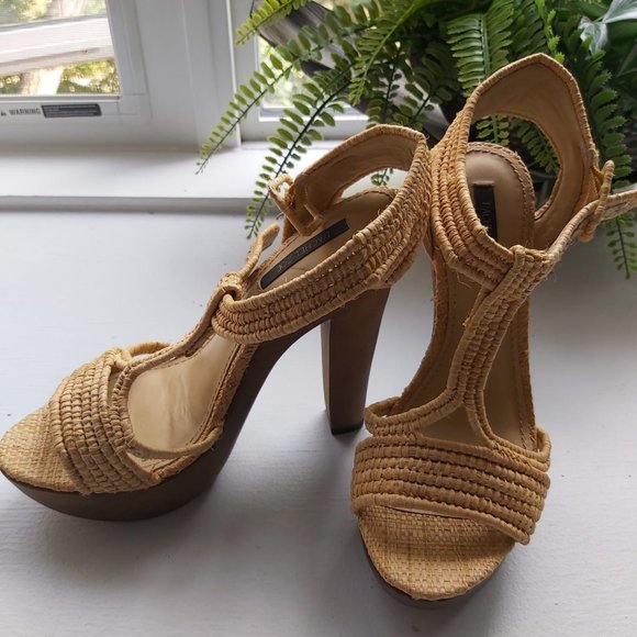 Rachel Zoe Heels Size 38 Ankle Strap cream open Toe - Picture 2 of 6